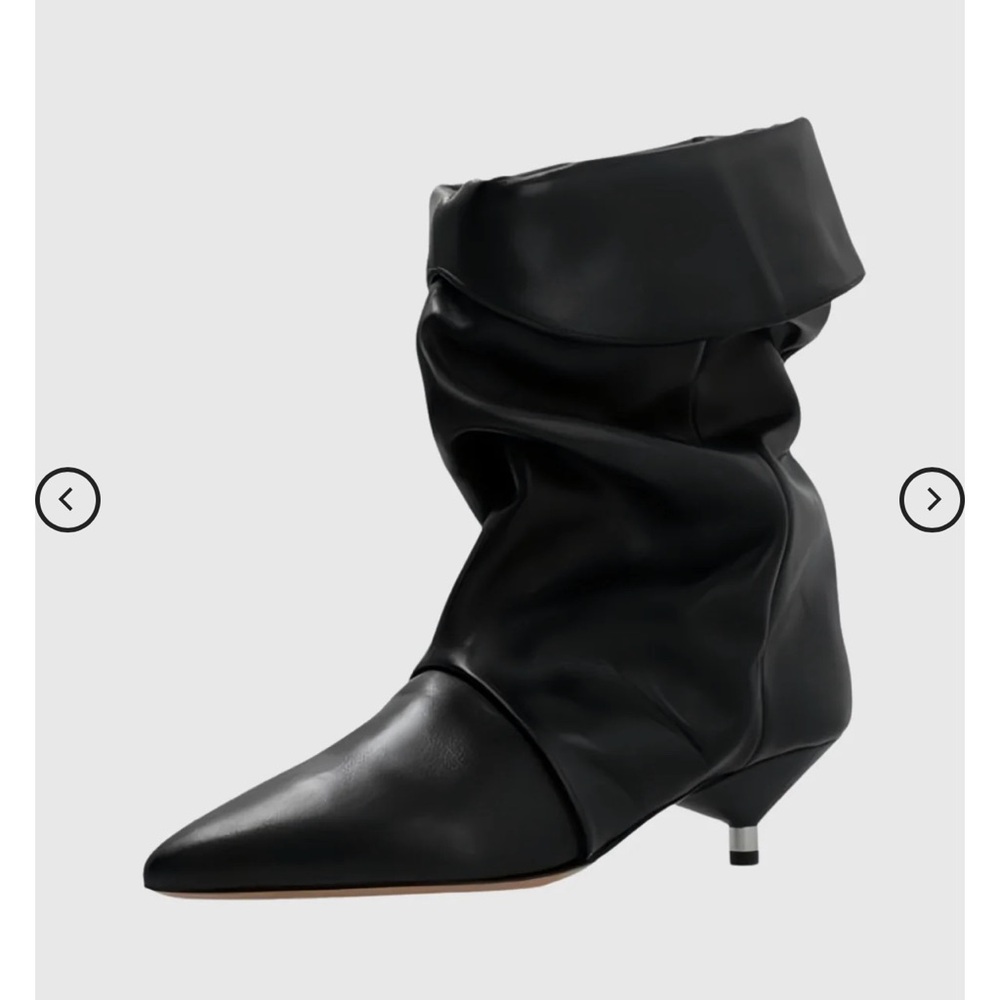 Innovare Denim Black Women's kitten heel slouch boots